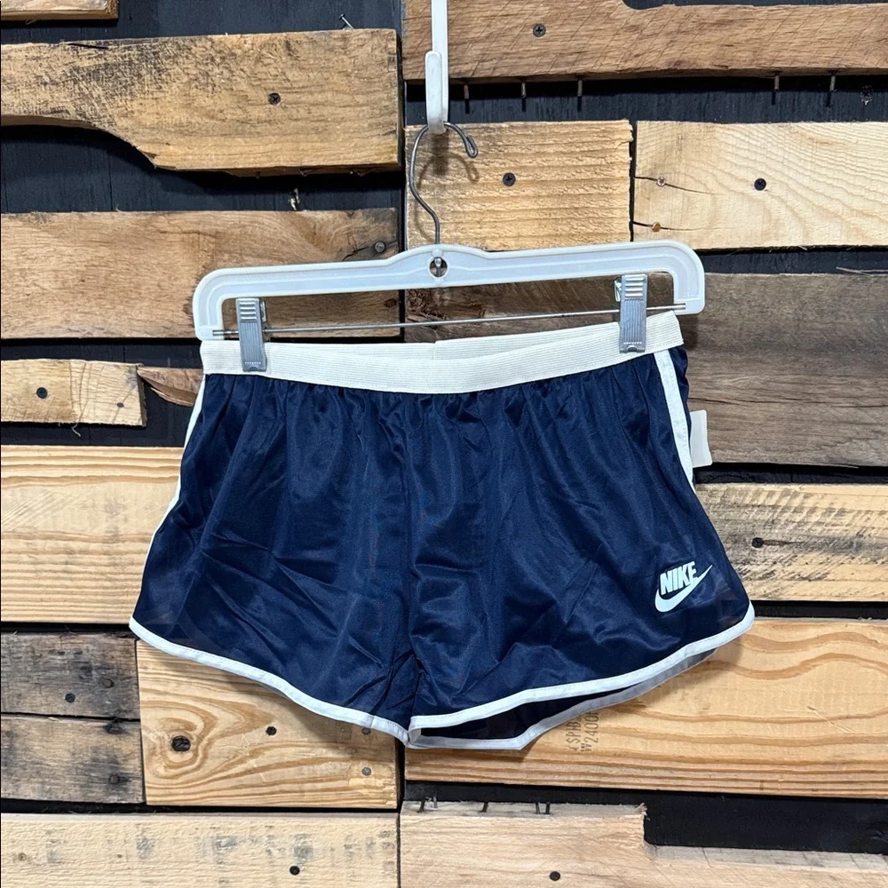 Vintage 80’s Nike Made In The USA‎ Navy Blue Polyester Sheer Women’s Shorts L